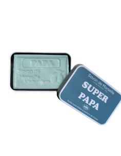 "Papa" Marseille soap and "Super Papa" metal box