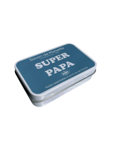 "Papa" Marseille soap and "Super Papa" metal box
