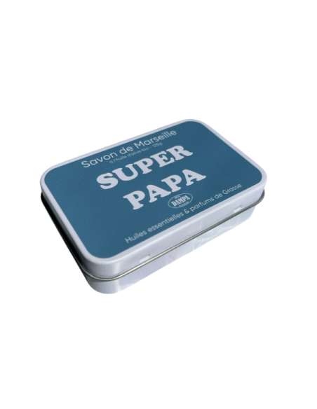 "Papa" Marseille soap and "Super Papa" metal box