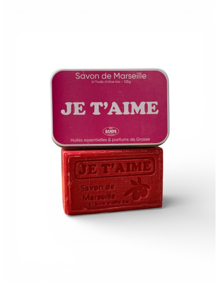 Savon de Marseille "Je t'aime" et boite métal