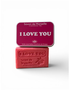 Sapone di Marsiglia "Je t'aime" con scatola in metallo 2