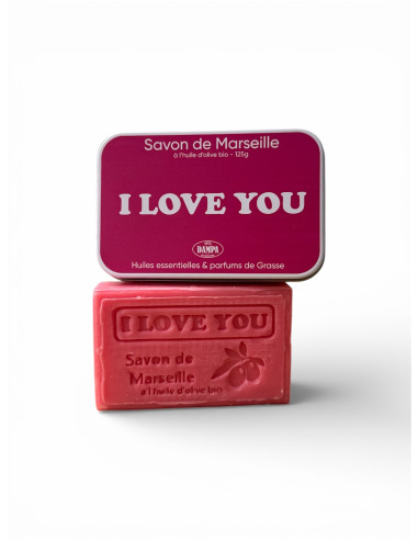 Savon de Marseille "Je t'aime" et boite métal