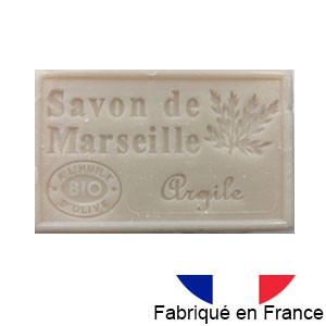 Marseille soap 125 gr. with vegetable oils and organic olive oil.  (Argile)
