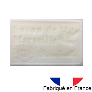 Marseille soap 125 gr. with vegetable oils and organic olive oil.  (chvre feuille)