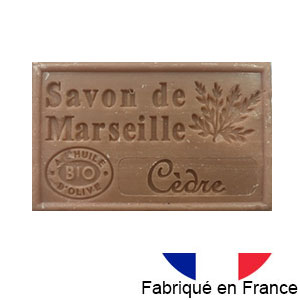 Marseille soap 125 gr. with vegetable oils and organic olive oil.  (cedre)