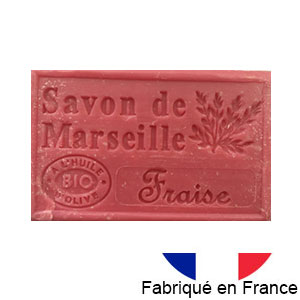 Marseille soap 125 gr. with vegetable oils and organic olive oil.  (fraise)