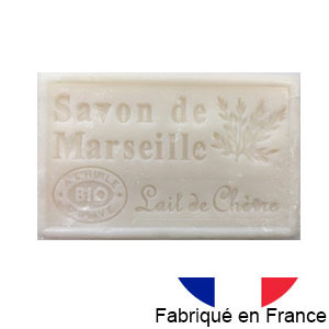 Marseille soap 125 gr. with vegetable oils and organic olive oil.  (lait de chevre)