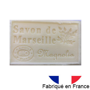 Marseille soap 125 gr. with vegetable oils and organic olive oil.  (Magnolia)