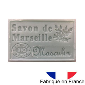 Marseille soap 125 gr. with vegetable oils and organic olive oil.  (Masculin)