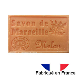 Savon de Marseille parfum 125 gr.  l'huile d'olive bio (Melon)