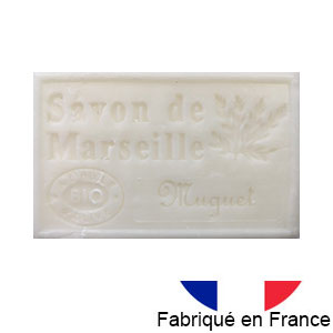 Marseille soap 125 gr. with vegetable oils and organic olive oil.  (Muguet)