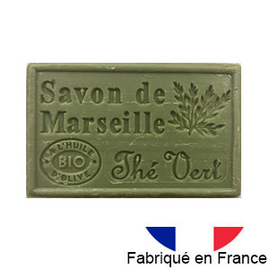 Savon de Marseille parfum 125 gr.  l'huile d'olive bio (Th vert)